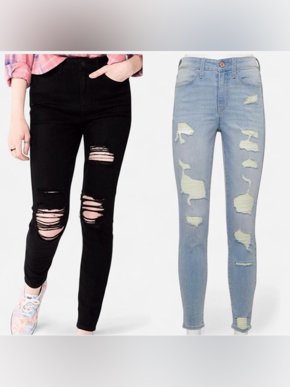 BUNDLE! SO High Rise Curvy Ripped Jeans Size 5 (27) Black & Denim